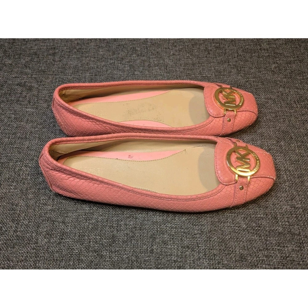 Michael Kors Fulton Moccasin Flats Women's 9.5 M Leather MK Logo Pink Shoes